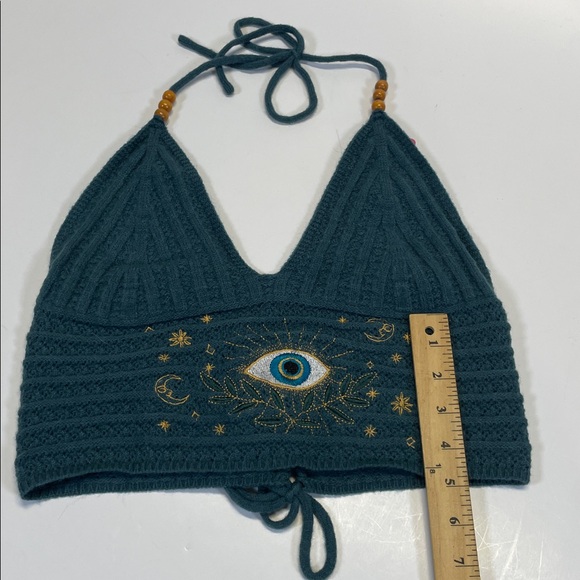 ROMWE Crochet Halter Top Evil Eye Boho Festival Womens Size L - Picture 6 of 7